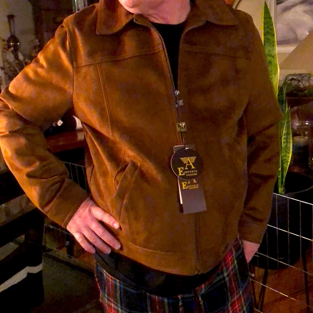 Men’s suede fall bomber jacket